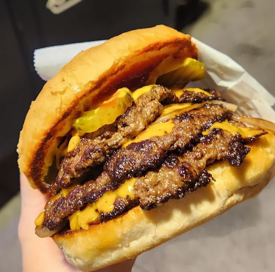 A triple smash burger from the Ark Royal truck